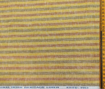 Burgoyne Men's 60 LEA Irish Linen Striped  Unstitched Shirting Fabric (Yellow)