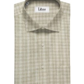 Burgoyne Men's 60 LEA Irish Linen Checks  Unstitched Shirting Fabric (Light Brown)
