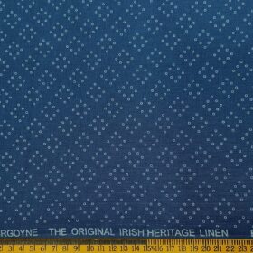 Burgoyne Men's 60 LEA Irish Linen Printed  Unstitched Shirting Fabric (Royal Blue)