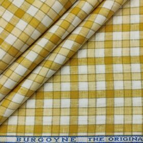 Burgoyne Men's 60 LEA Irish Linen Checks  Unstitched Shirting Fabric (Mustard Yellow)
