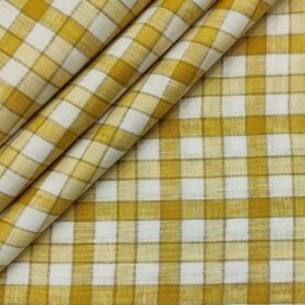 Burgoyne Men's 60 LEA Irish Linen Checks  Unstitched Shirting Fabric (Mustard Yellow)