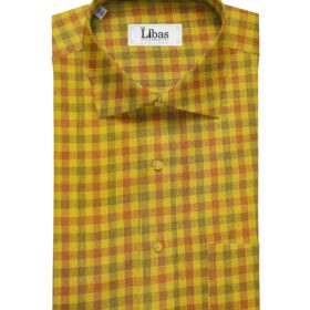Burgoyne Men's 60 LEA Irish Linen Checks  Unstitched Shirting Fabric (Yellow)