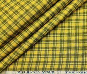 Burgoyne Men's 60 LEA Irish Linen Checks  Unstitched Shirting Fabric (Yellow & Green)