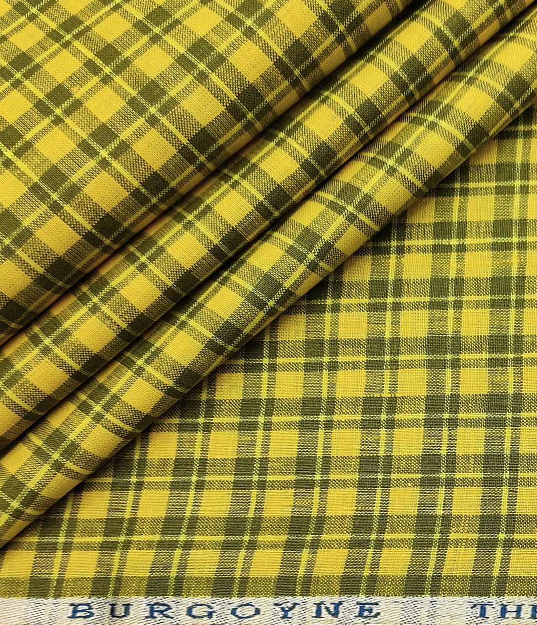 Burgoyne Men's 60 LEA Irish Linen Checks  Unstitched Shirting Fabric (Yellow & Green)