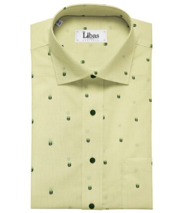 Burgoyne Men's 60 LEA Irish Linen Printed  Unstitched Shirting Fabric (Light Yellow)