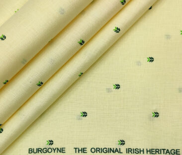 Burgoyne Men's 60 LEA Irish Linen Printed  Unstitched Shirting Fabric (Light Yellow)