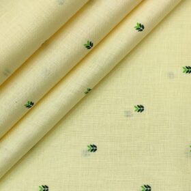 Burgoyne Men's 60 LEA Irish Linen Printed  Unstitched Shirting Fabric (Light Yellow)