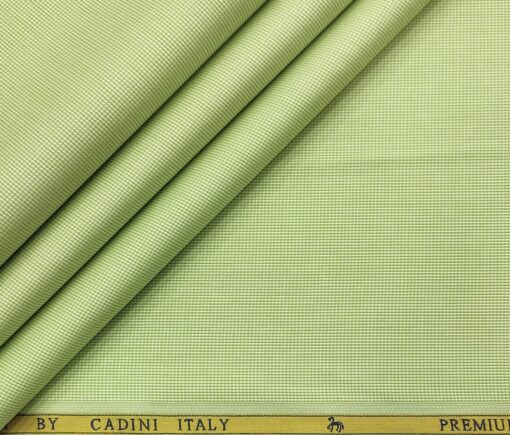 Cadini Men's Giza Cotton Structured  Unstitched Shirting Fabric (Light Olive Green)