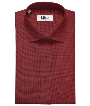 Cadini Men's Giza Cotton Structured  Unstitched Shirting Fabric (Maroon)