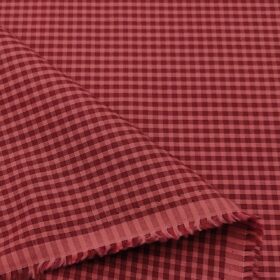 Exquisite Men's Cotton Checks  Unstitched Shirting Fabric (Maroon Red)