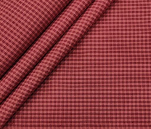 Exquisite Men's Cotton Checks  Unstitched Shirting Fabric (Maroon Red)