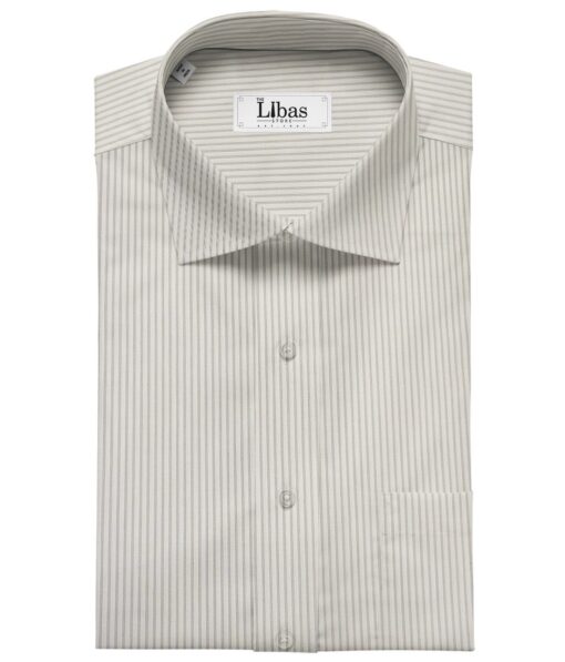 Exquisite Men's Cotton Striped  Unstitched Shirting Fabric (White)