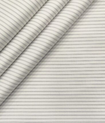 Exquisite Men's Cotton Striped  Unstitched Shirting Fabric (White)