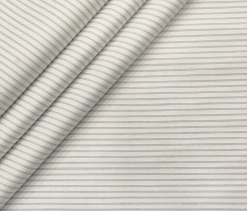 Exquisite Men's Cotton Striped  Unstitched Shirting Fabric (White)