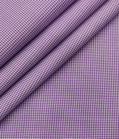 Exquisite Men's Cotton Checks  Unstitched Shirting Fabric (Purple)