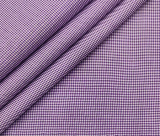 Exquisite Men's Cotton Checks  Unstitched Shirting Fabric (Purple)
