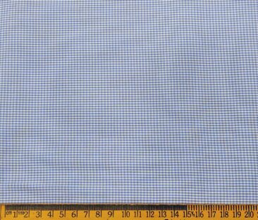 Exquisite Men's Cotton Checks  Unstitched Shirting Fabric (Sky Blue)