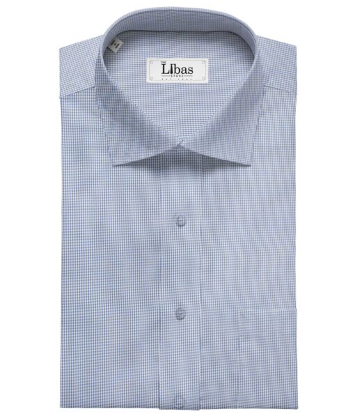 Exquisite Men's Cotton Checks  Unstitched Shirting Fabric (Sky Blue)