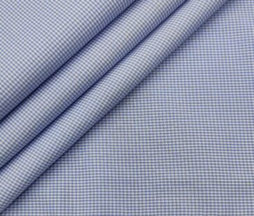 Exquisite Men's Cotton Checks  Unstitched Shirting Fabric (Sky Blue)