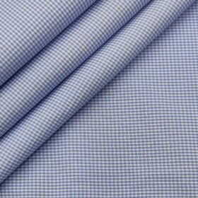 Exquisite Men's Cotton Checks  Unstitched Shirting Fabric (Sky Blue)