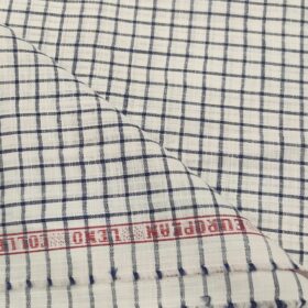 F.M. Hammerle Men's Cotton Checks  Unstitched Shirting Fabric (White)