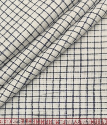 F.M. Hammerle Men's Cotton Checks  Unstitched Shirting Fabric (White)