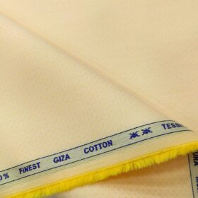 Tessitura Monti Men's Giza Cotton Structured  Unstitched Shirting Fabric (Light Yellow)