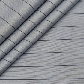 Tessitura Monti Men's Giza Cotton Striped  Unstitched Shirting Fabric (Greyish Blue)