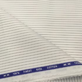 Tessitura Monti Men's Giza Cotton Striped  Unstitched Shirting Fabric (White)