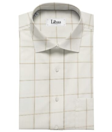 Tessitura Monti Men's Giza Cotton Checks  Unstitched Shirting Fabric (White)