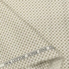 Pee Gee Men's Cotton Printed  Unstitched Shirting Fabric (Milky White)