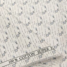Pee Gee Men's Cotton Printed  Unstitched Shirting Fabric (White & Grey)