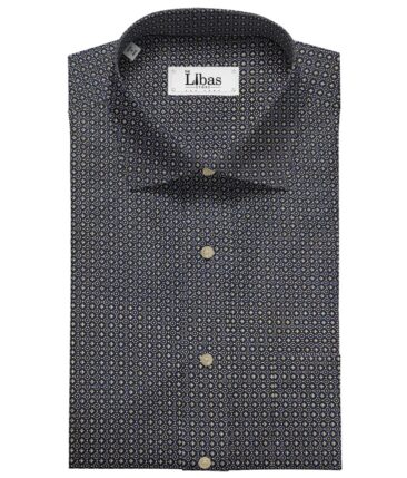 Pee Gee Men's Cotton Printed  Unstitched Shirting Fabric (Dark Blue)