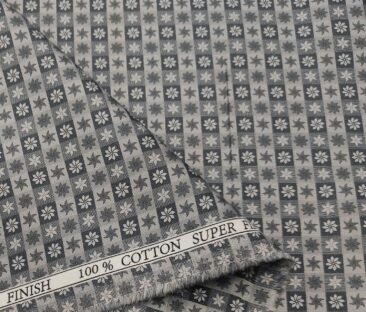 Pee Gee Men's Cotton Printed  Unstitched Shirting Fabric (Grey)