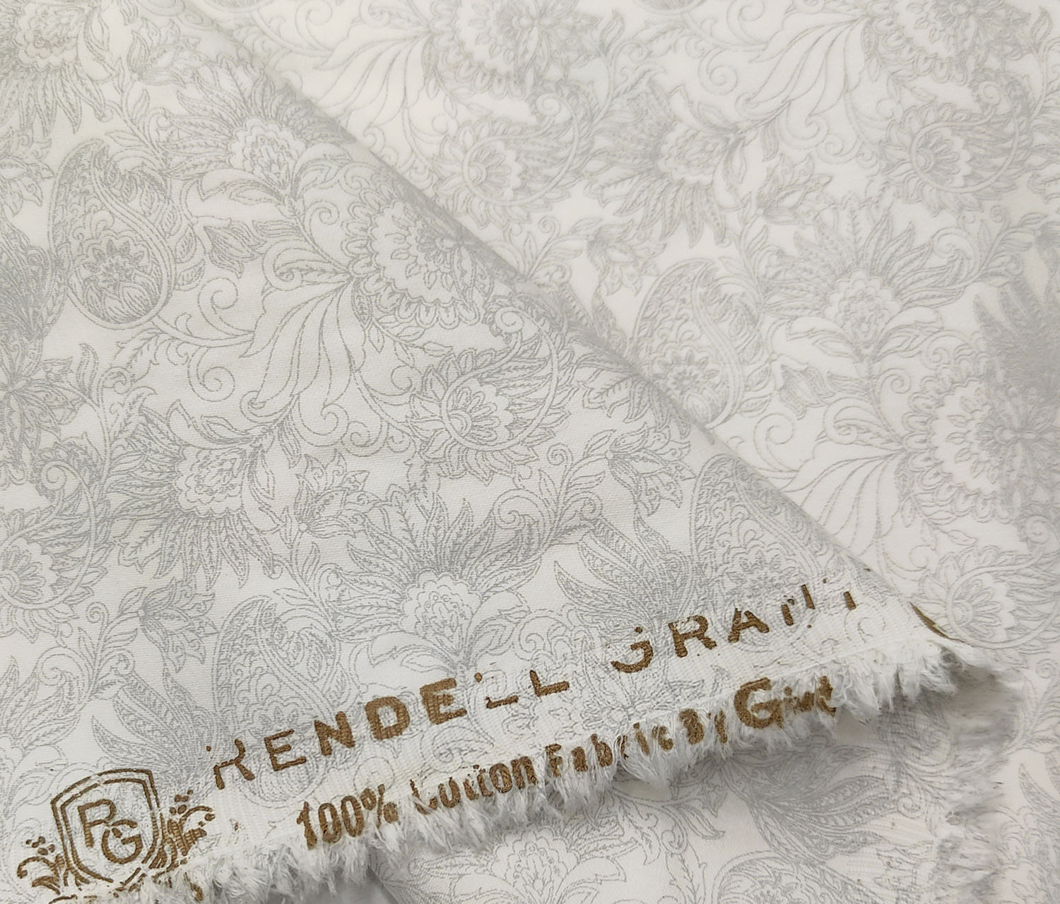 Rendell Grant Men's Cotton Printed  Unstitched Shirting Fabric (White)