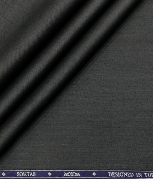 Soktas Men's Giza Cotton Solids  Unstitched Shirting Fabric (Dark Grey)