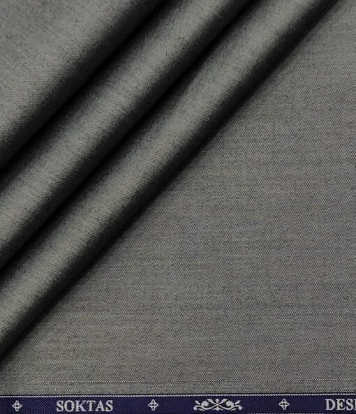 Soktas Men's Giza Cotton Solids  Unstitched Shirting Fabric (Grey)