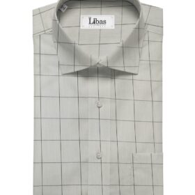 Soktas Men's Giza Cotton Checks  Unstitched Shirting Fabric (Light Grey)