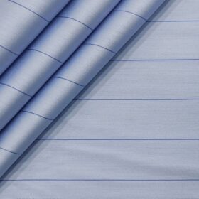Soktas Men's Giza Cotton Striped  Unstitched Shirting Fabric (Sky Blue)