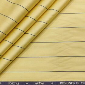 Soktas Men's Giza Cotton Striped  Unstitched Shirting Fabric (Yellow)