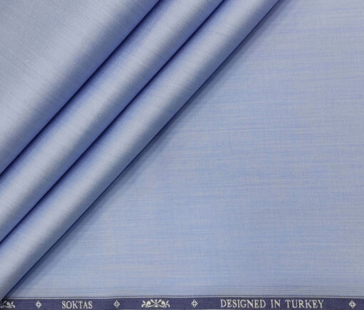 Soktas Men's Giza Cotton Solids  Unstitched Shirting Fabric (Sky Blue)