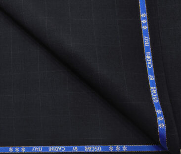 Cadini Men's Wool Checks Super 130's Unstitched Suiting Fabric (Dark Blue)