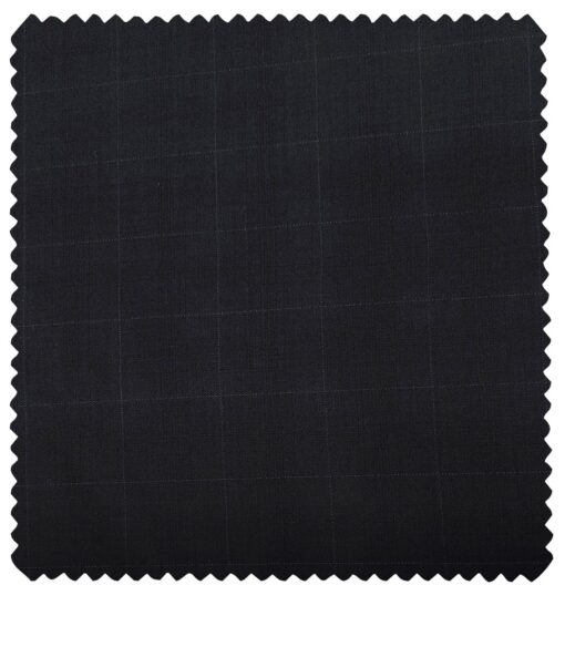 Cadini Men's Wool Checks Super 130's Unstitched Suiting Fabric (Dark Blue)