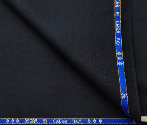 Cadini Men's Wool Solids Super 130's Unstitched Suiting Fabric (Dark Blue)