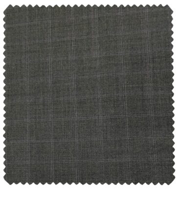 Cadini Men's Wool Checks Super 130's Unstitched Suiting Fabric (Worsted Grey)
