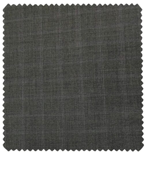 Cadini Men's Wool Checks Super 130's Unstitched Suiting Fabric (Worsted Grey)