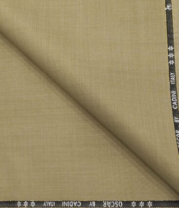 Cadini Men's Wool Self Design Super 130's Unstitched Suiting Fabric (Oat Beige)