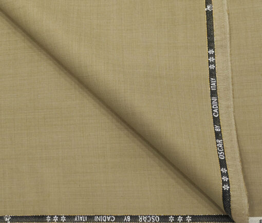 Cadini Men's Wool Self Design Super 130's Unstitched Suiting Fabric (Oat Beige)