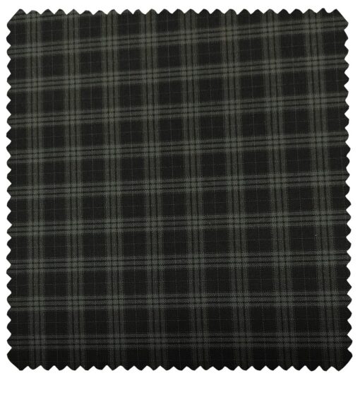 Cadini Men's Wool Checks Super 90's Unstitched Suiting Fabric (Blackish Grey)