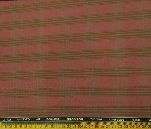 Cadini Men's Wool Checks Super 90's Unstitched Suiting Fabric (Bronze Orange)